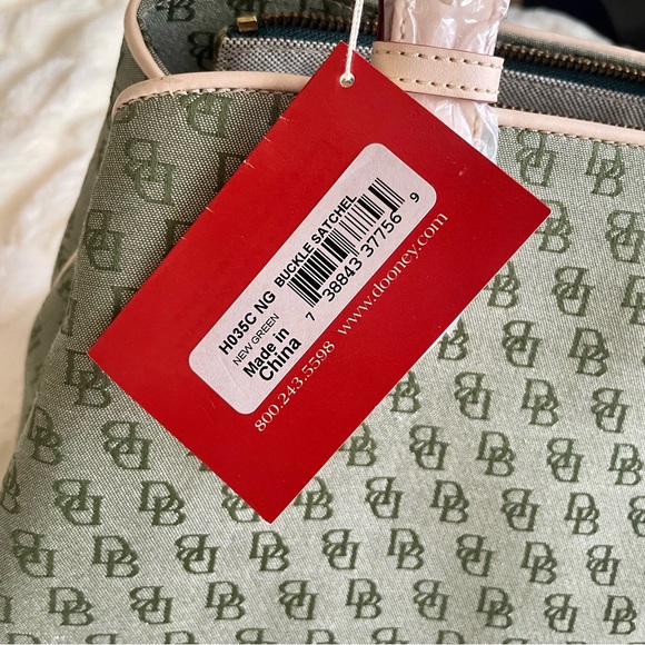 New Dooney & Bourke Signature Monogram Logo Buckle Satchel- Green - Picture 7 of 12